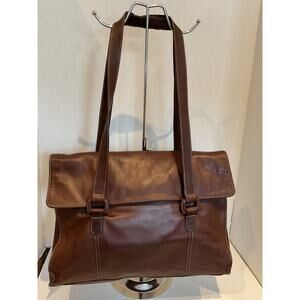 Tignanello All Leather Executive Briefcase/Tote /Shoulder Bag- Brown